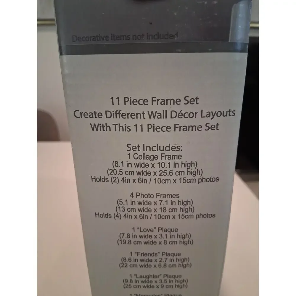 True Living Essentials 11 Piece Wall Picture Frame Set Home Decor Black New NIB